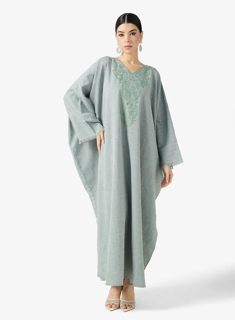 hayas closet Embroidered Belted Jalabiya